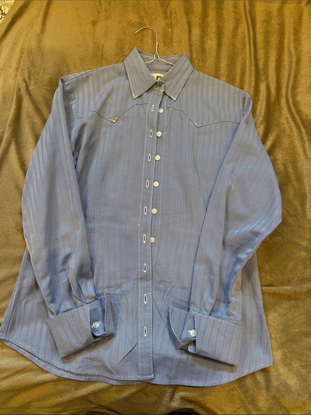 Women's Blue Button-Down Western Shirt